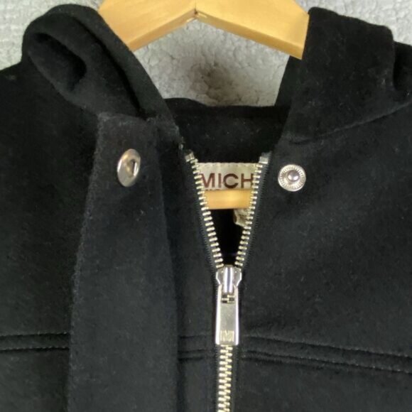 Michael Kors Black Hooded Wool Coat Women's Size 6 Mid Length Overcoat Lining * - Picture 8 of 16